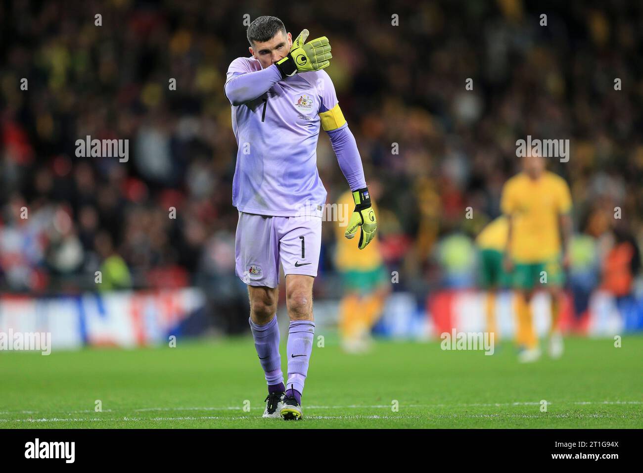 London, UK. 13th Oct, 2023. Maty Ryan of Australia looks dejected after the International Friendly match between England and Australia at Wembley Stadium on October 13th 2023 in London, England. (Photo by Daniel Chesterton/phcimages.com) Credit: PHC Images/Alamy Live News Stock Photo