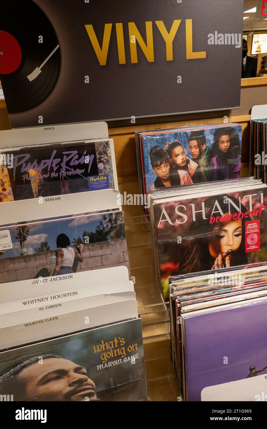 Barnes & Noble Booksellers on Fifth Avenue in New York City has a large selection of vinyl records, USA  2023 Stock Photo
