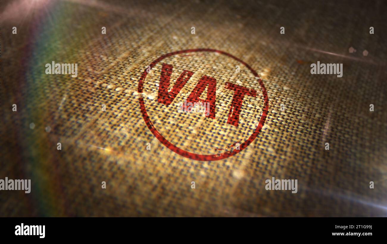 VAT stamp printed on linen sack. Valueadded tax and invoice payment concept Stock Photo Alamy