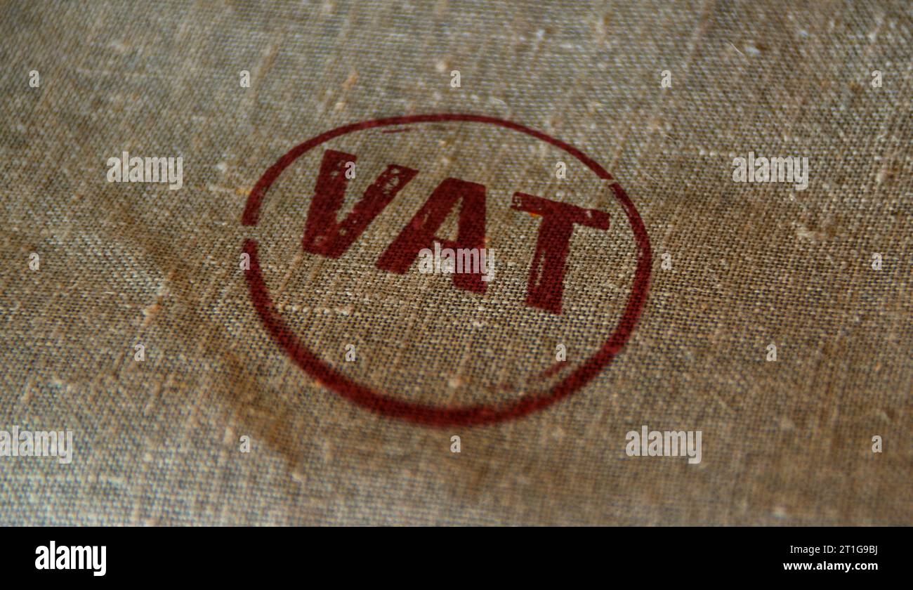 VAT stamp printed on linen sack. Valueadded tax and invoice payment concept Stock Photo Alamy