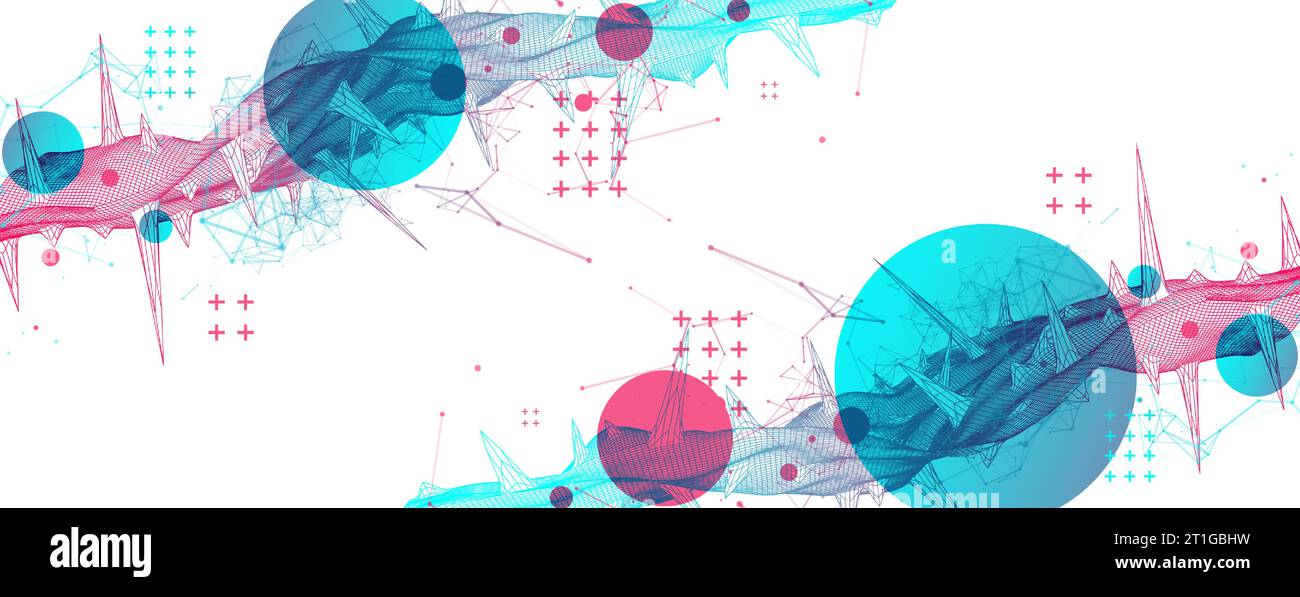 Wireframe science background with plexus effect. Futuristic vector illustration. Stock Vector