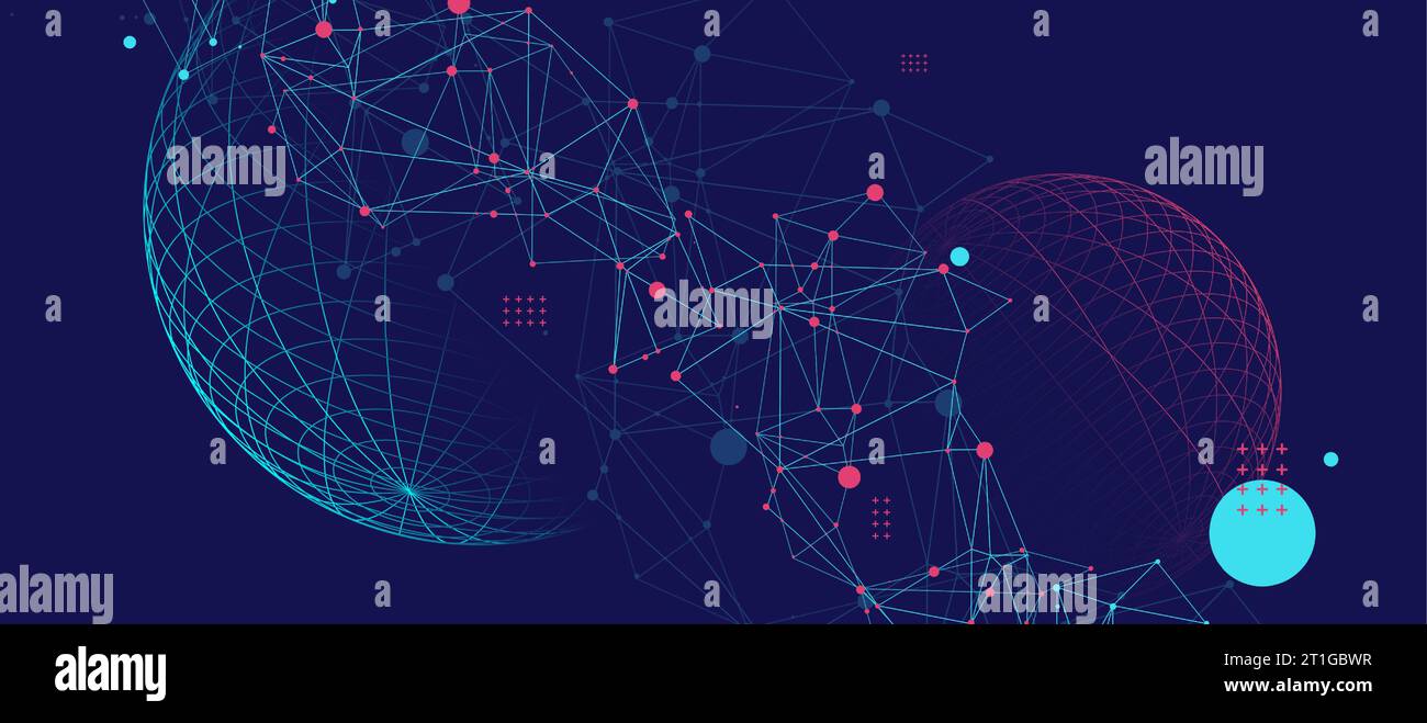 Abstract sphere background with plexus effect. 3D surface Stock Vector ...
