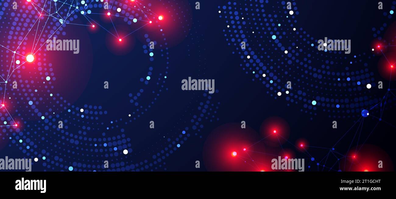 Polygonal science background with connecting dots and lines. Digital data visualization. Stock Vector