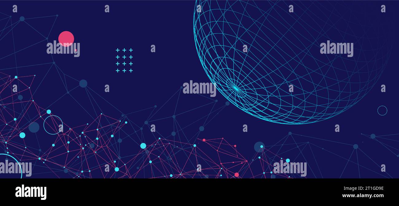 Abstract sphere background with plexus effect. 3D surface Stock Vector ...