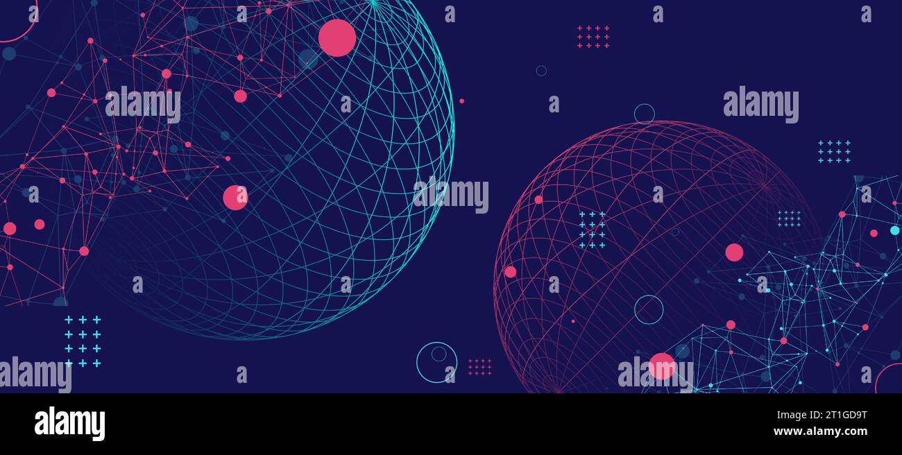 Abstract sphere background with plexus effect. 3D surface Stock Vector ...