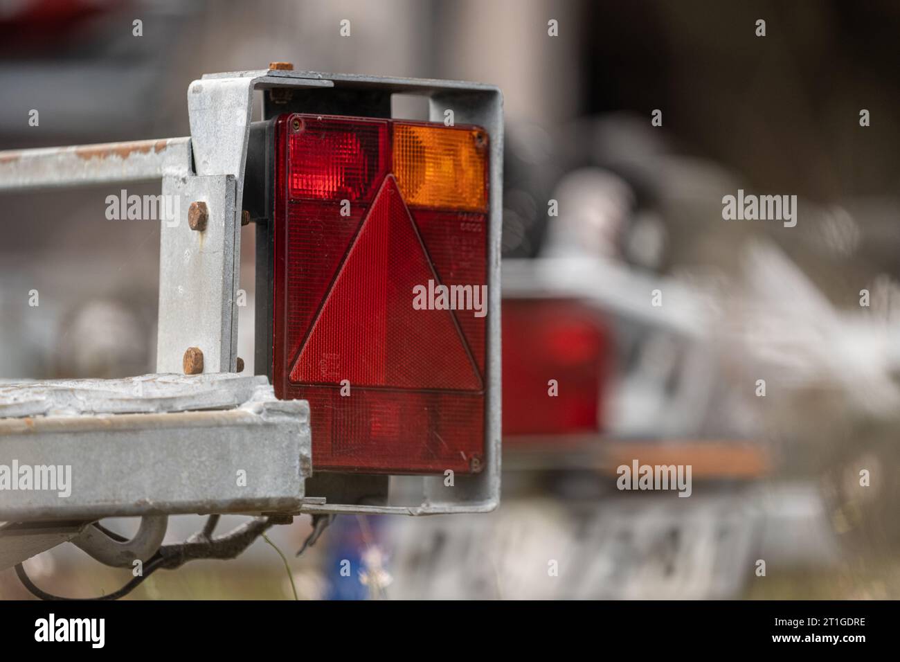 Rear light and reflector of a boat trailer Stock Photo Alamy