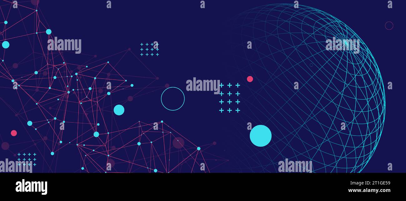 Abstract sphere background with plexus effect. 3D surface Stock Vector ...