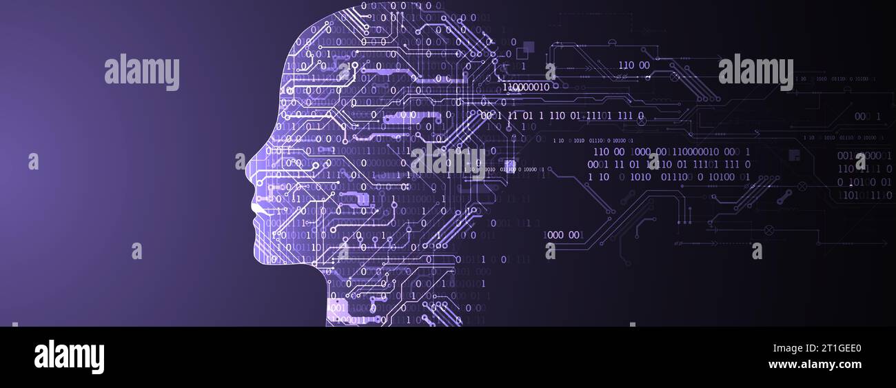 Artificial intelligence (AI) and big data concept. Machine cyber mind ...