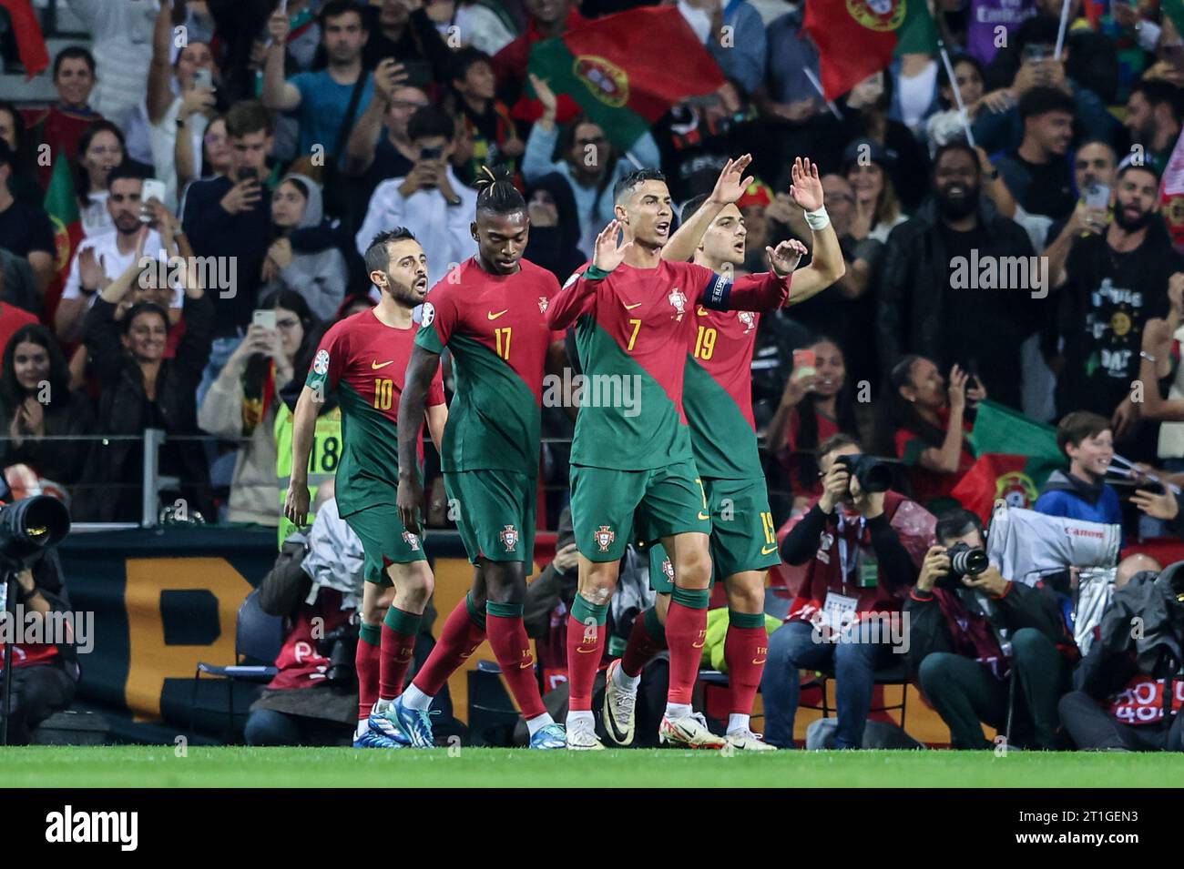 Dragon Stadium, Porto, Portugal. 13 October, 2023. Gonçalo Ramos celebrating goal at the Portugal vs Eslováquia - Euro 2024 Qualification, Group Stage, Group J. Stock Photo