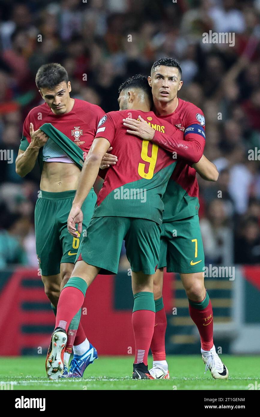 Dragon Stadium, Porto, Portugal. 13 October, 2023. Gonçalo Ramos, Cristiano Ronaldo at the Portugal vs Eslováquia - Euro 2024 Qualification, Group Stage, Group J. Stock Photo