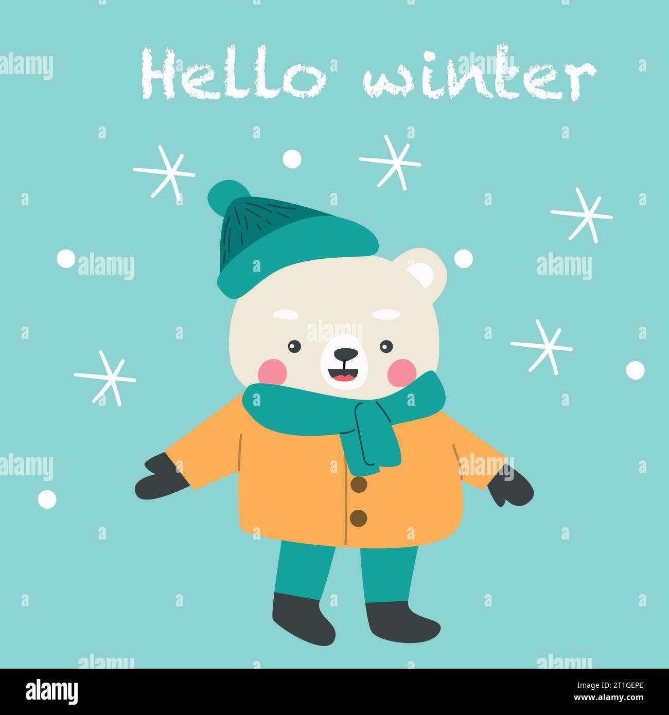 cute baby animal in winter clothes - polar bear Stock Vector Image