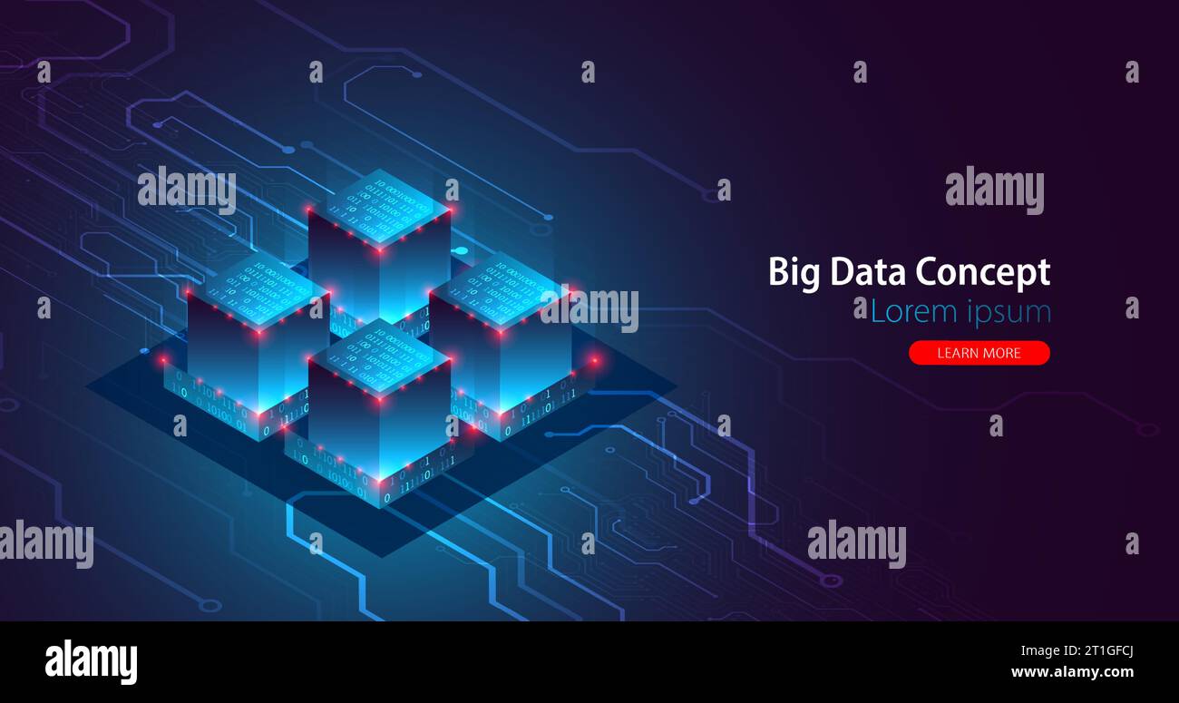 Isometric big data flow processing concept, database. Abstract ...