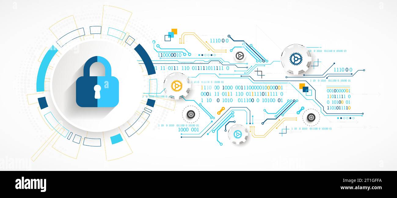Secure digital space. Virtual confidential, programming protection. Stock Vector