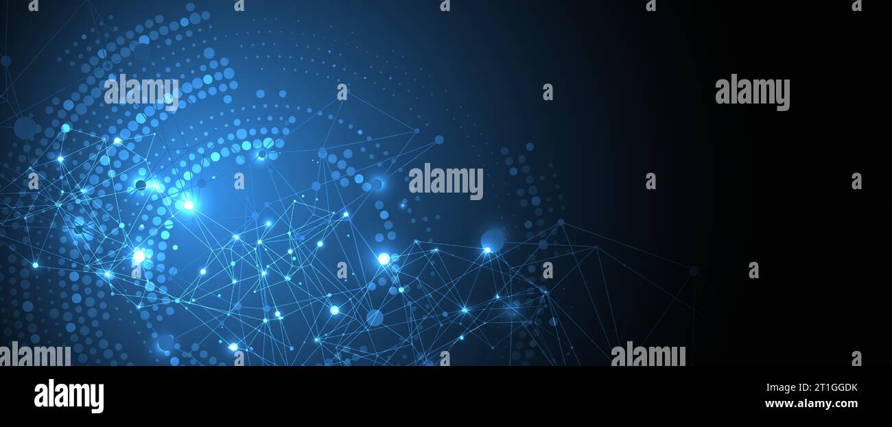 Polygonal science background with connecting dots and lines. Digital data visualization. Stock Vector