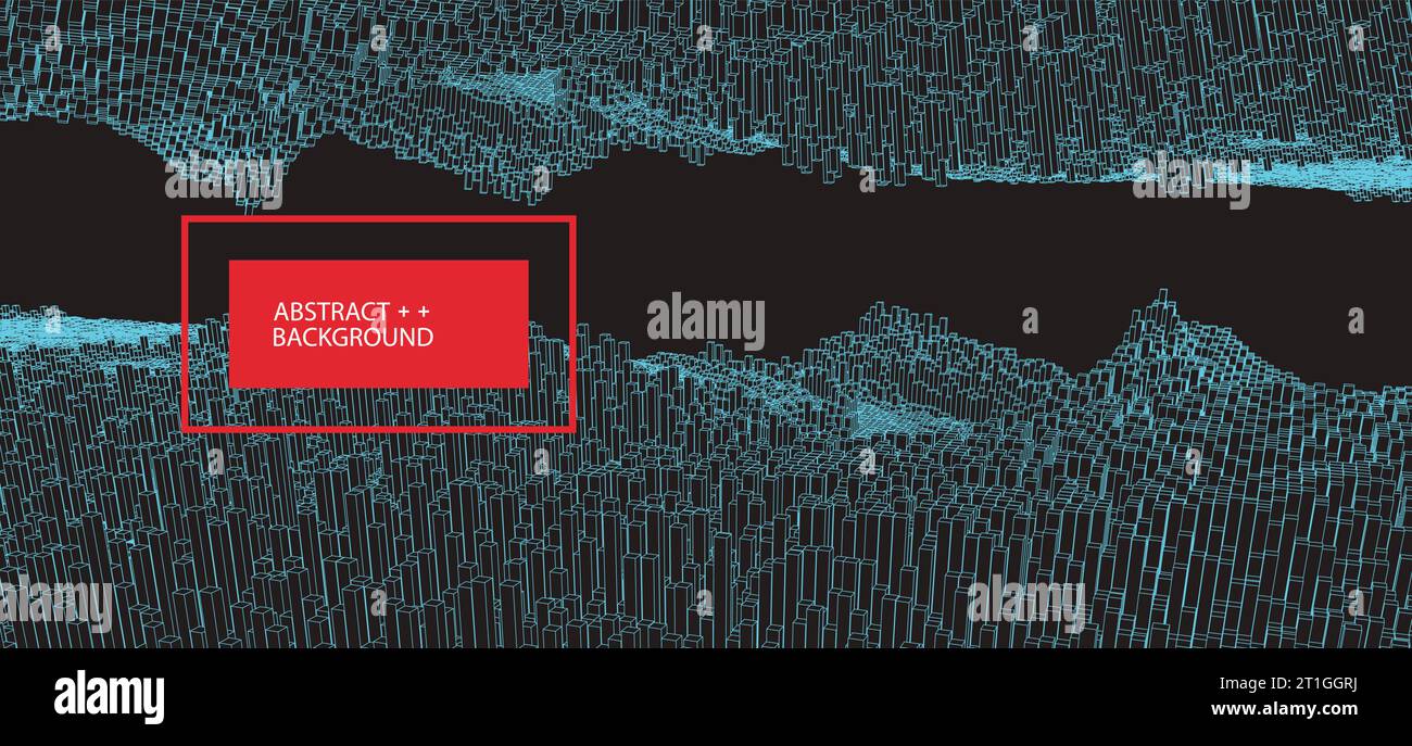 Square pattern. Wireframe landscape background. Futuristic vector ...
