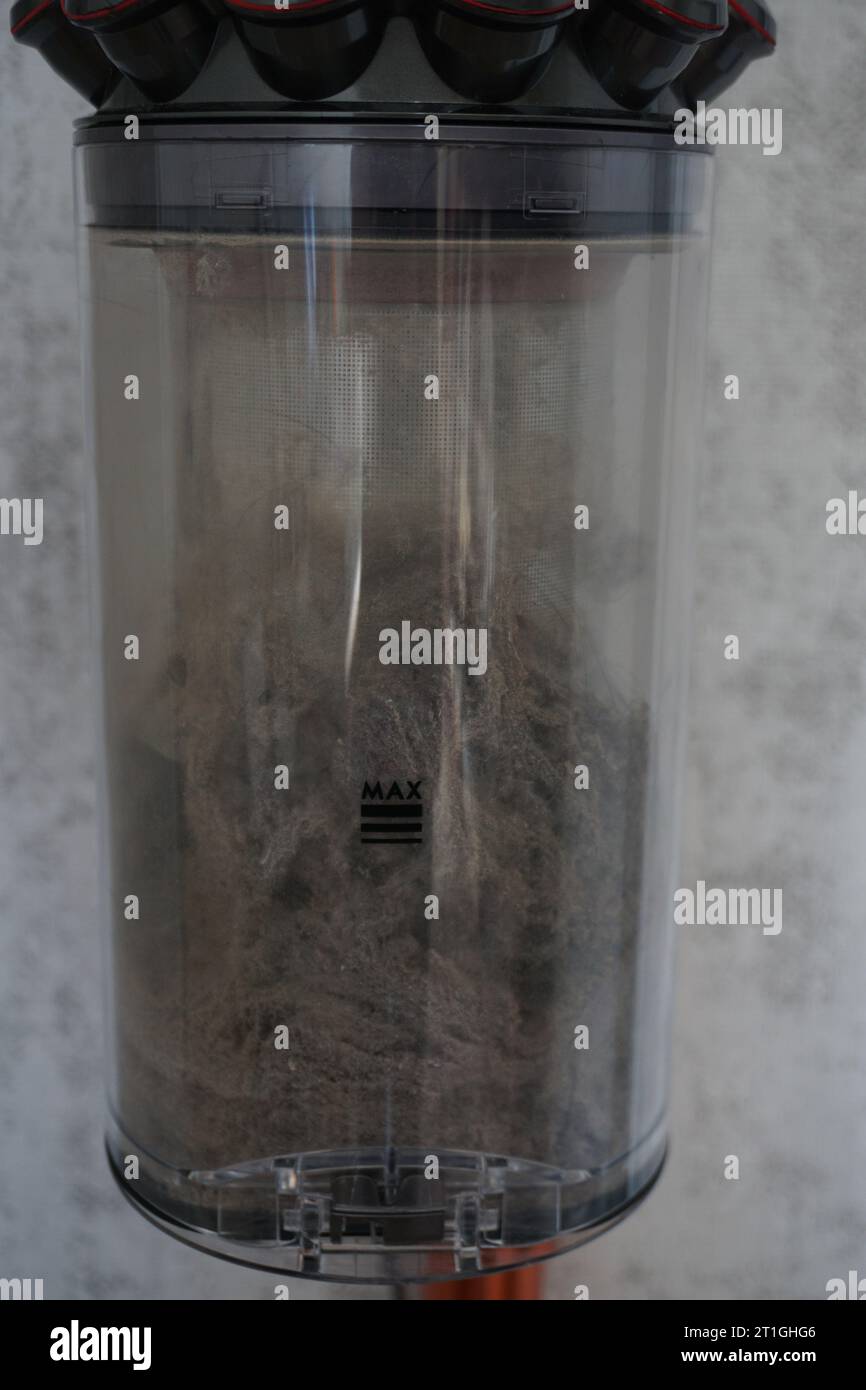 Vacuum cleaner dust container. Chamber full of dust. Vacuum Cleaner's