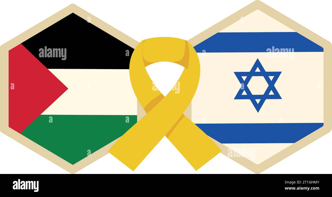palestine and israel flags and ribbon campaign Stock Vector Image & Art ...