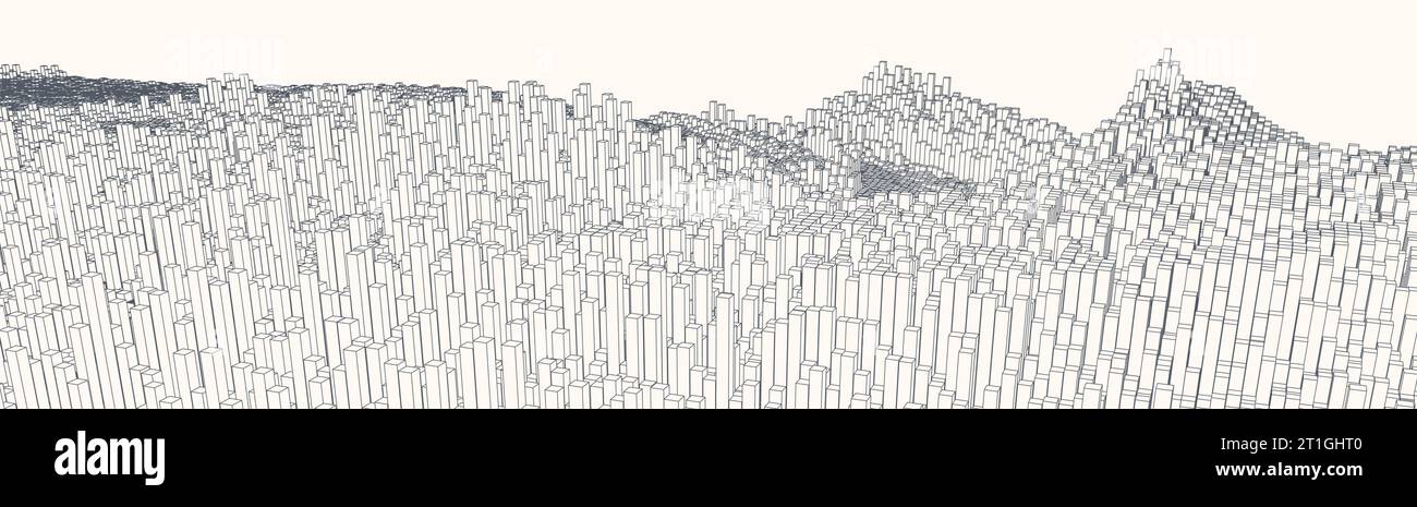Square pattern. Wireframe landscape background. Futuristic vector ...
