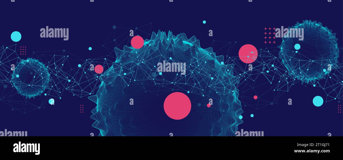 Abstract sphere background with plexus effect. 3D surface Stock Vector ...