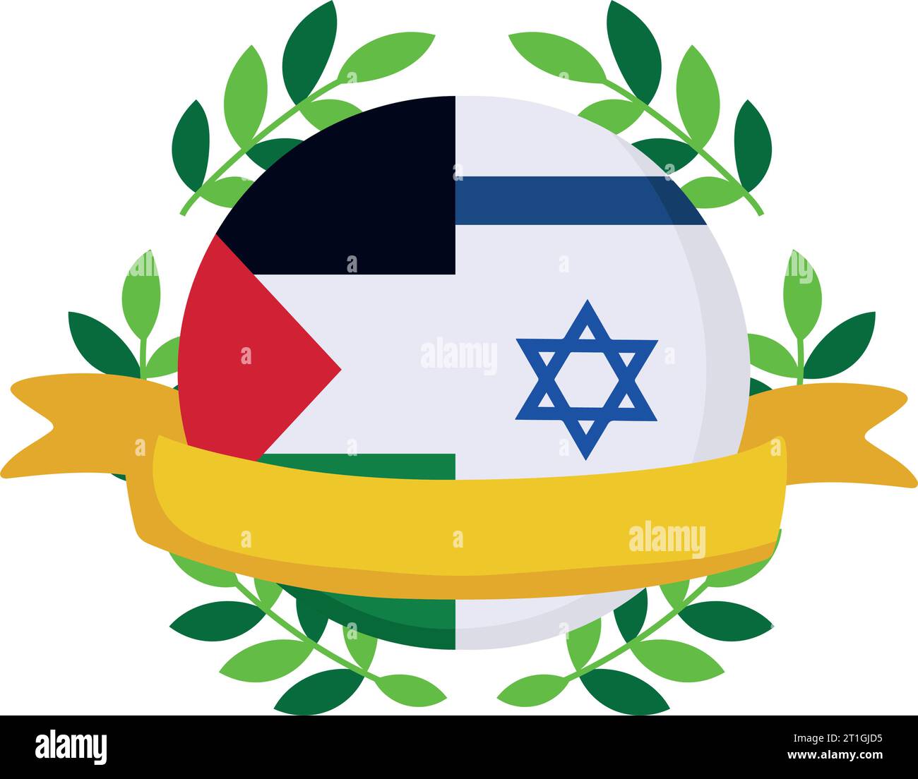 Palestine And Israel Flags With Olive Branches Stock Vector Image And Art