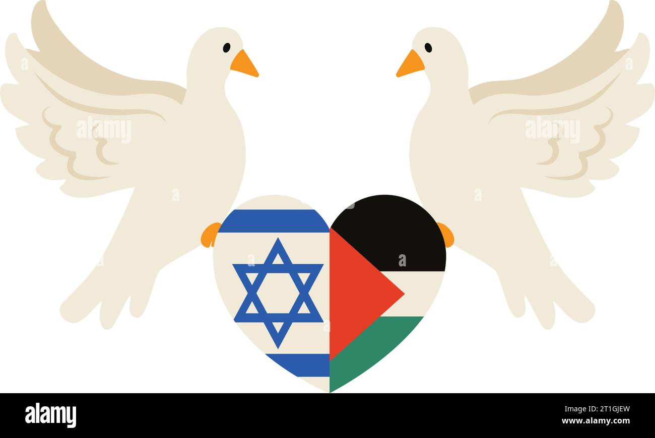 Israel And Palestine Flags With Doves Stock Vector Image And Art Alamy