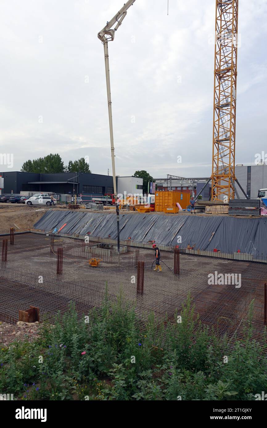 construction pit, foundation is poured, Germany, North Rhine-Westphalia Stock Photo