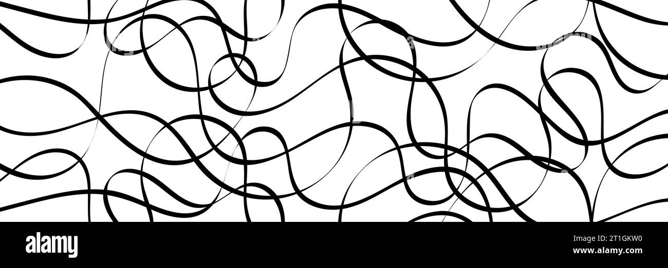 Black wavy lines on a white background, abstract vector banner Stock ...