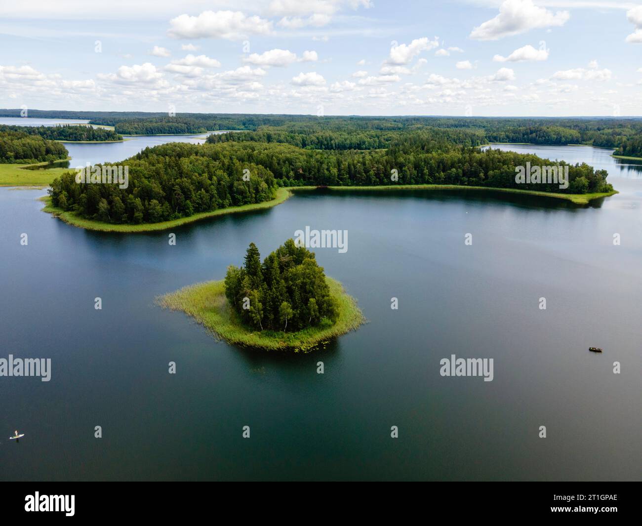 Aerial view of  Žemaitijos Nacionalinis Parkas near Beržoras, Lithuania. Stock Photo