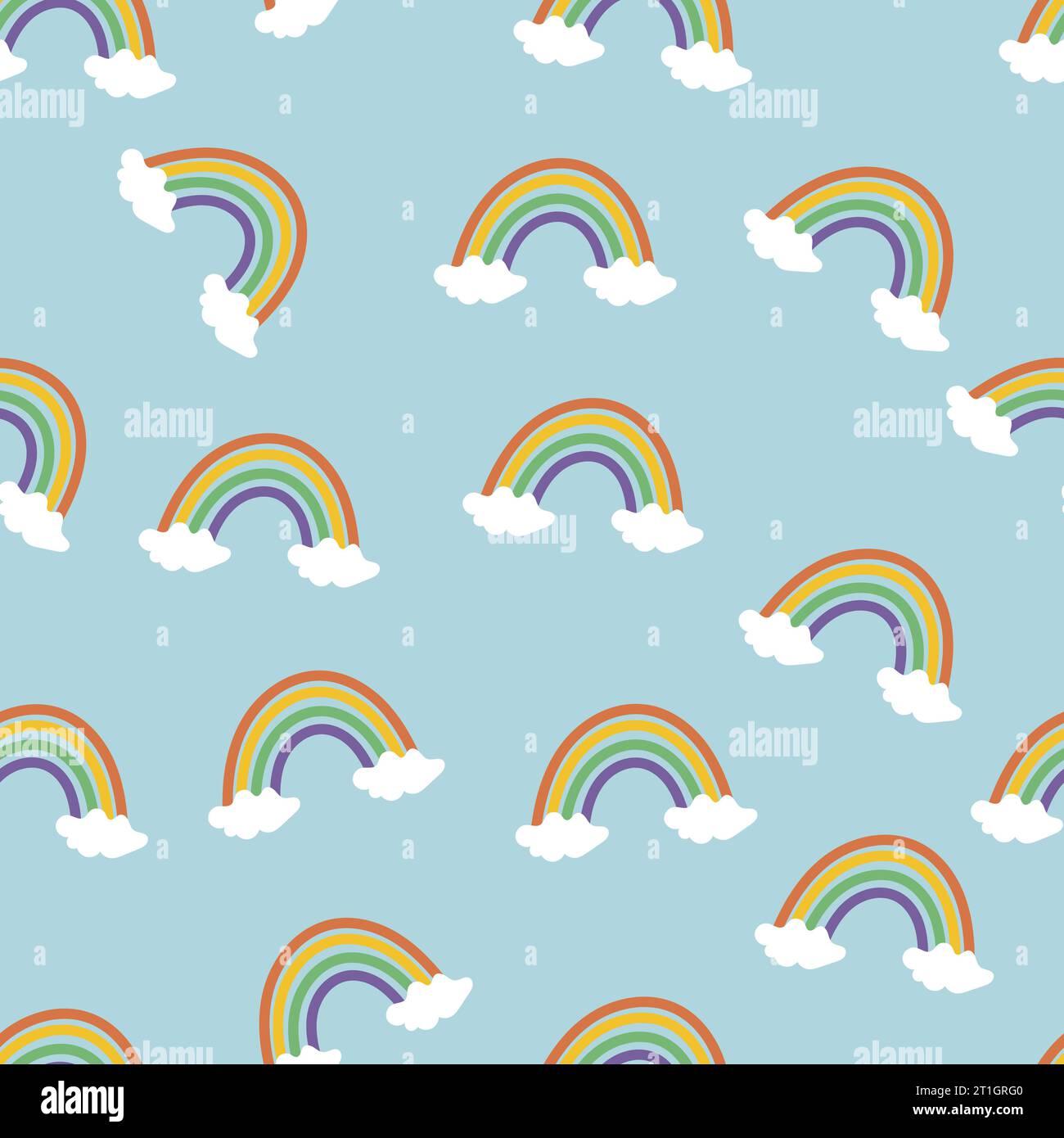 seamless rainbow cloud pattern with sky blue background,seamless ...