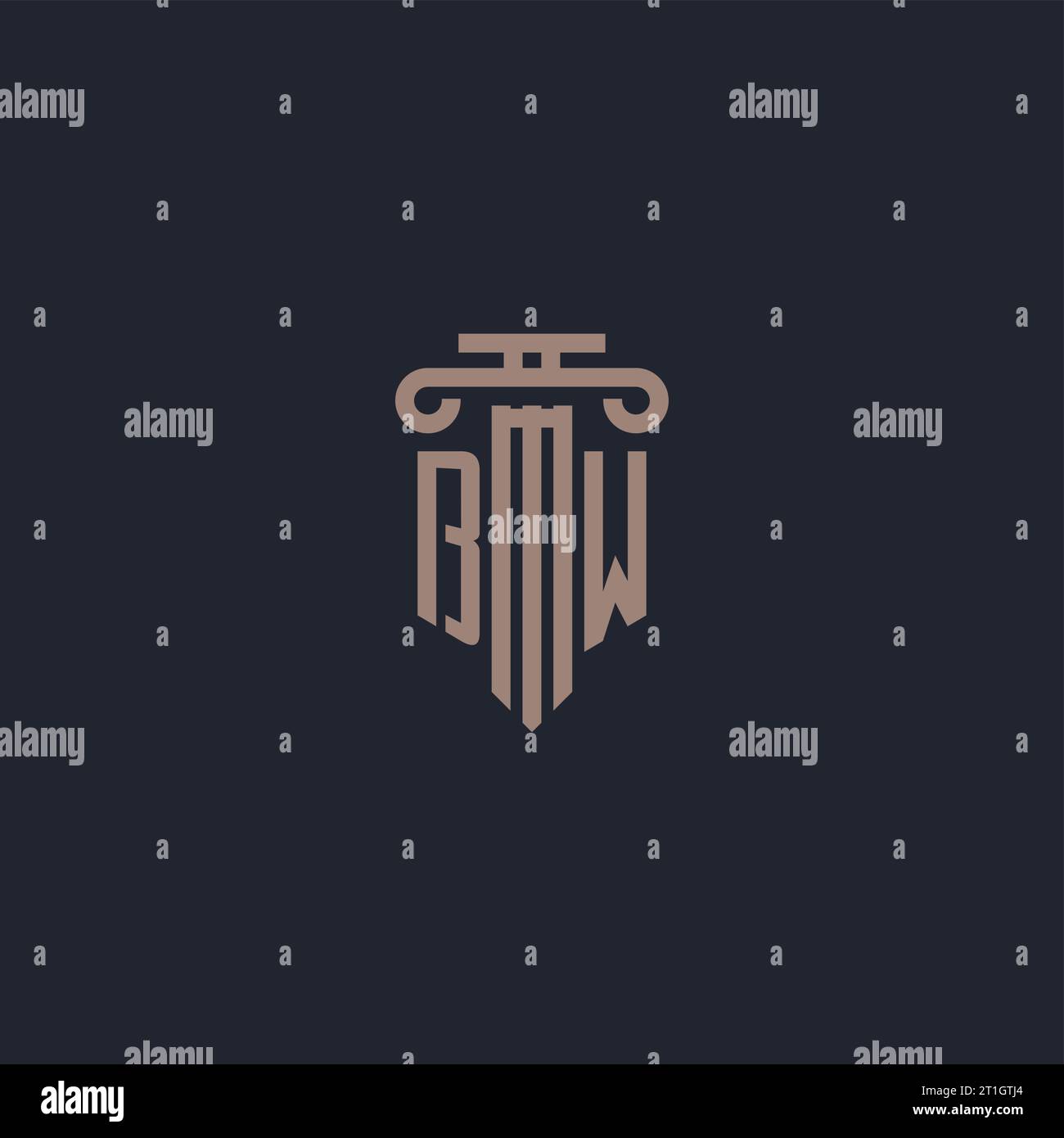 BW initial logo monogram with pillar style design for law firm and ...