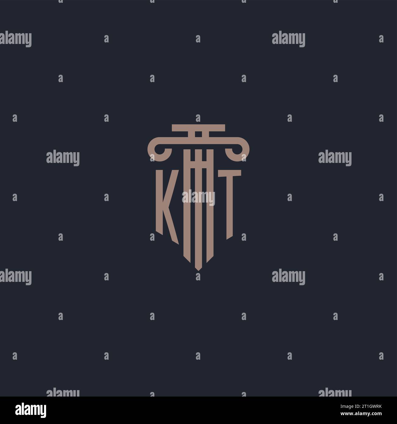 KT initial logo monogram with pillar style design for law firm and ...
