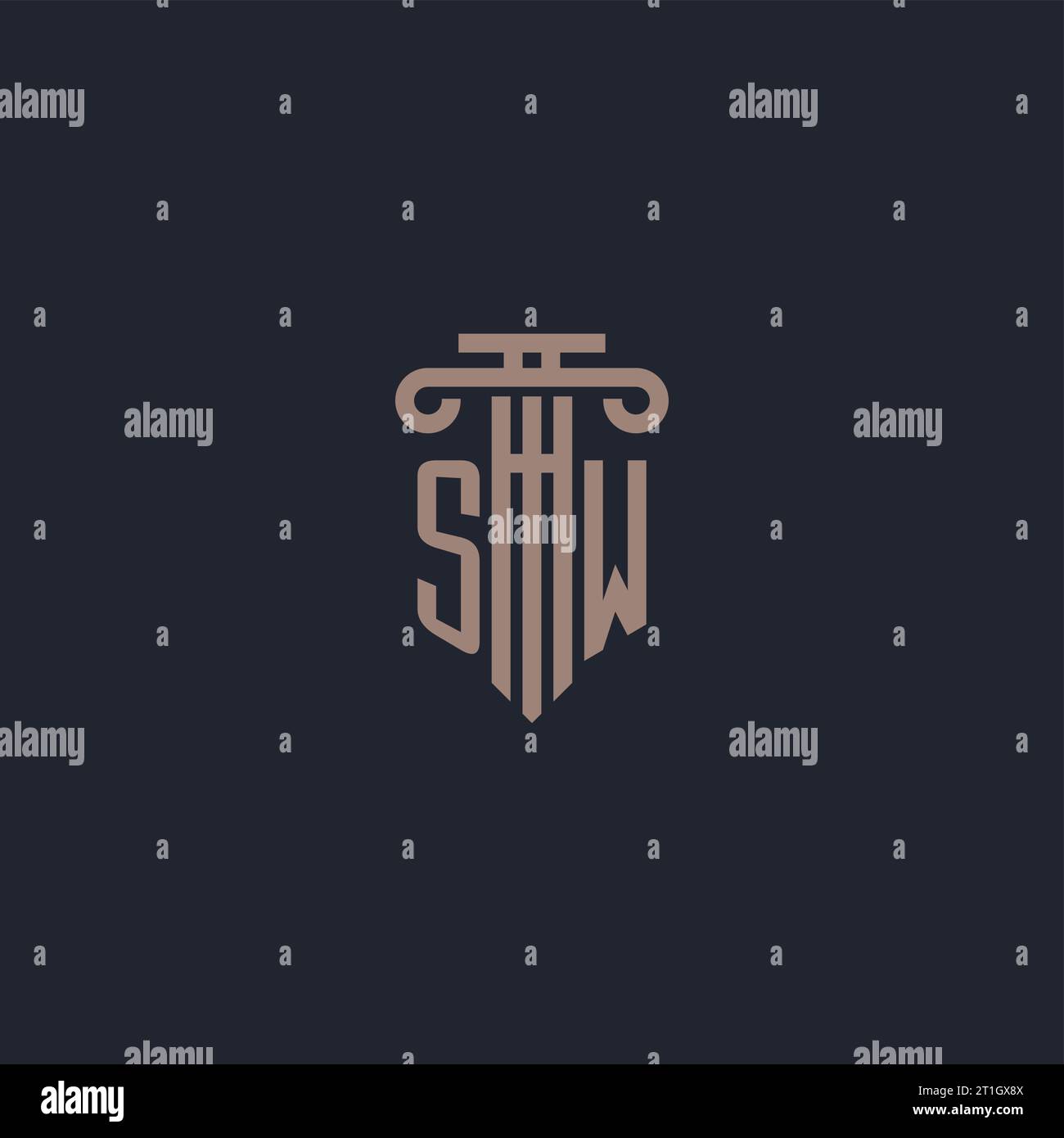 SW initial logo monogram with pillar style design for law firm and ...