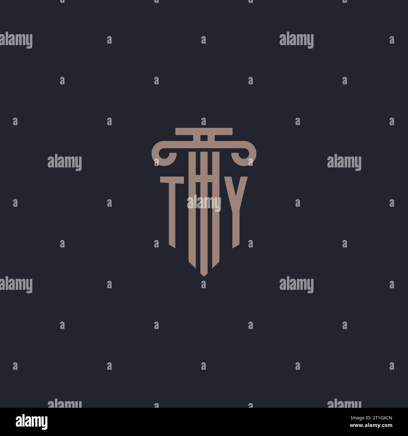 TY initial logo monogram with pillar style design for law firm and justice company Stock Vector