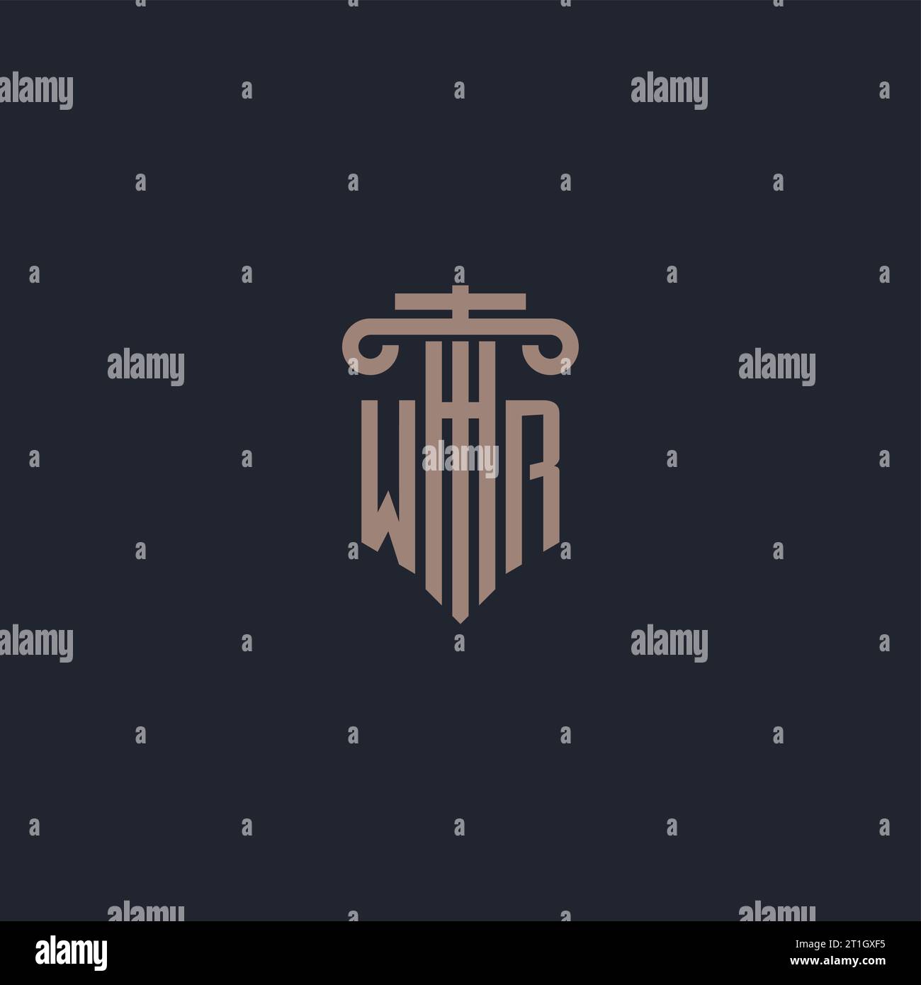 WR initial logo monogram with pillar style design for law firm and ...