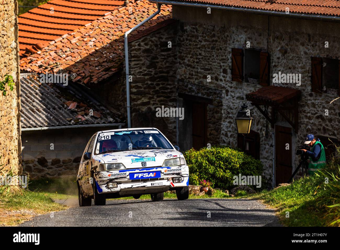 Ambert, France. 13th Oct, 2023. 210 GODEL Jonathan, COLLET Emma, Peugeot 106 RALLYE N1, action