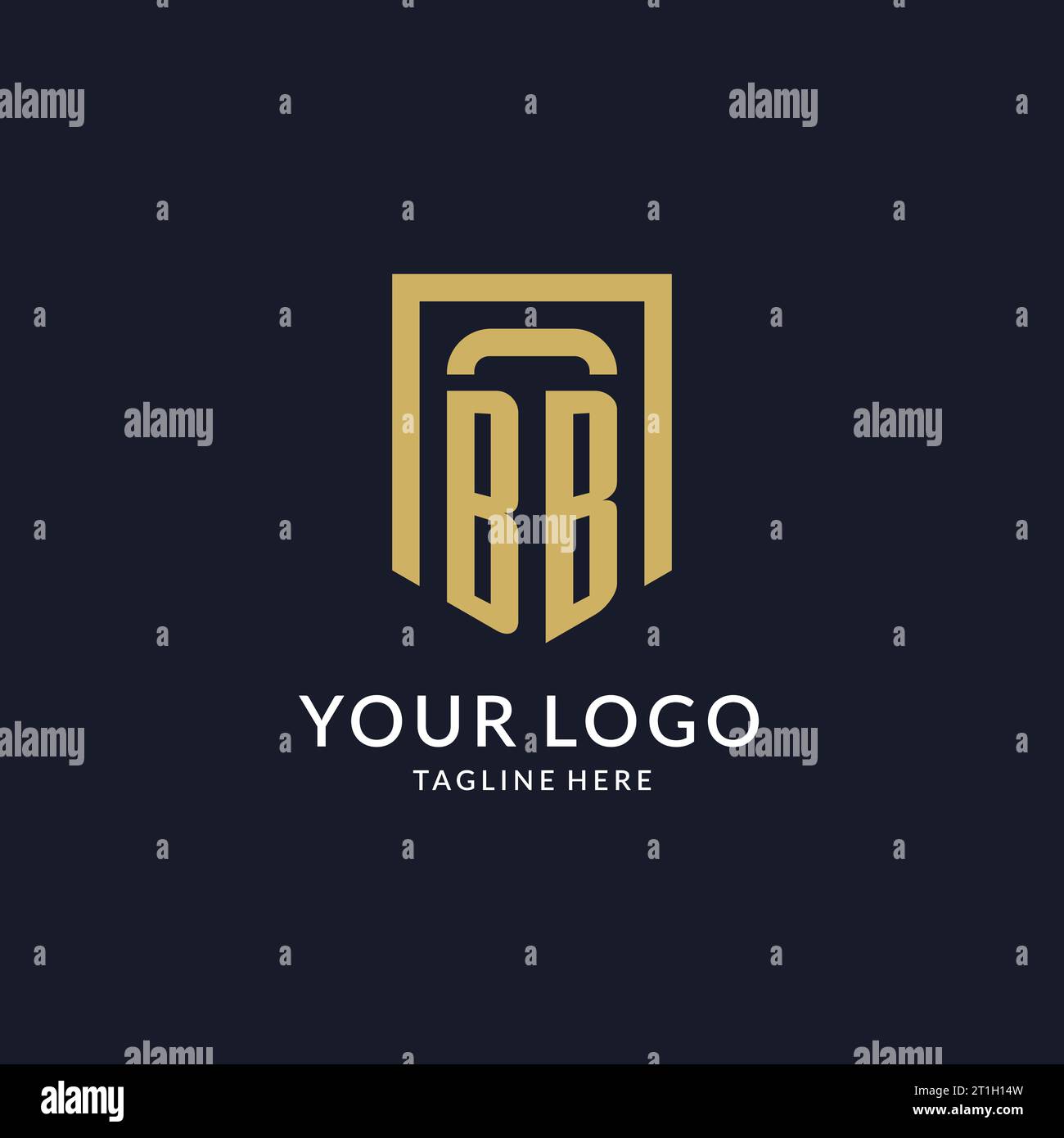 BB logo initial with geometric shield shape design style vector graphic Stock Vector