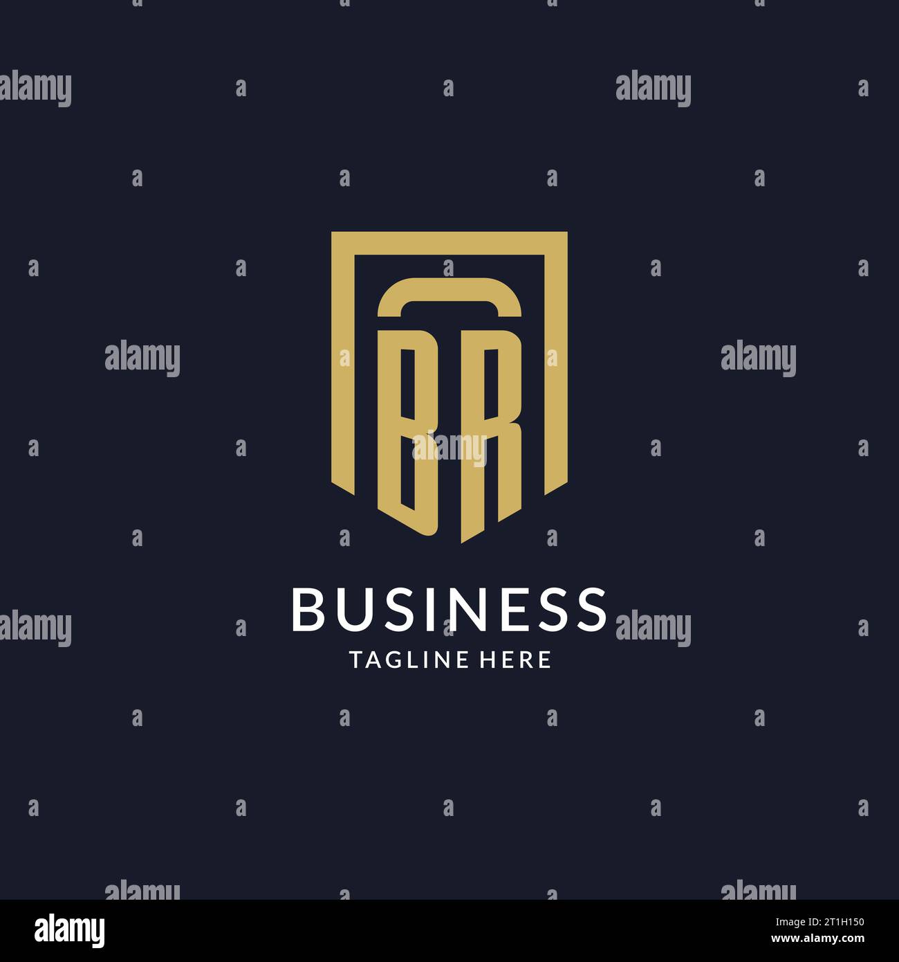 BR logo initial with geometric shield shape design style vector graphic Stock Vector