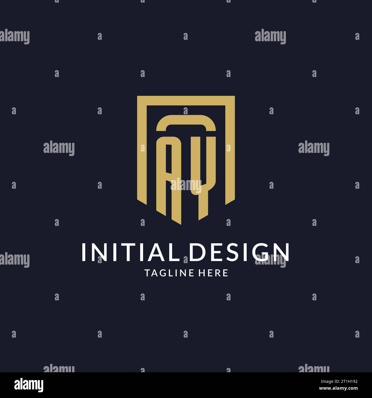 AY logo initial with geometric shield shape design style vector graphic Stock Vector