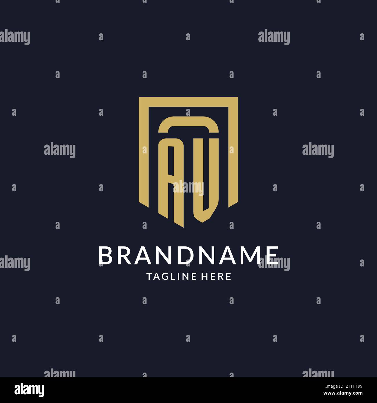 AV logo initial with geometric shield shape design style vector graphic Stock Vector