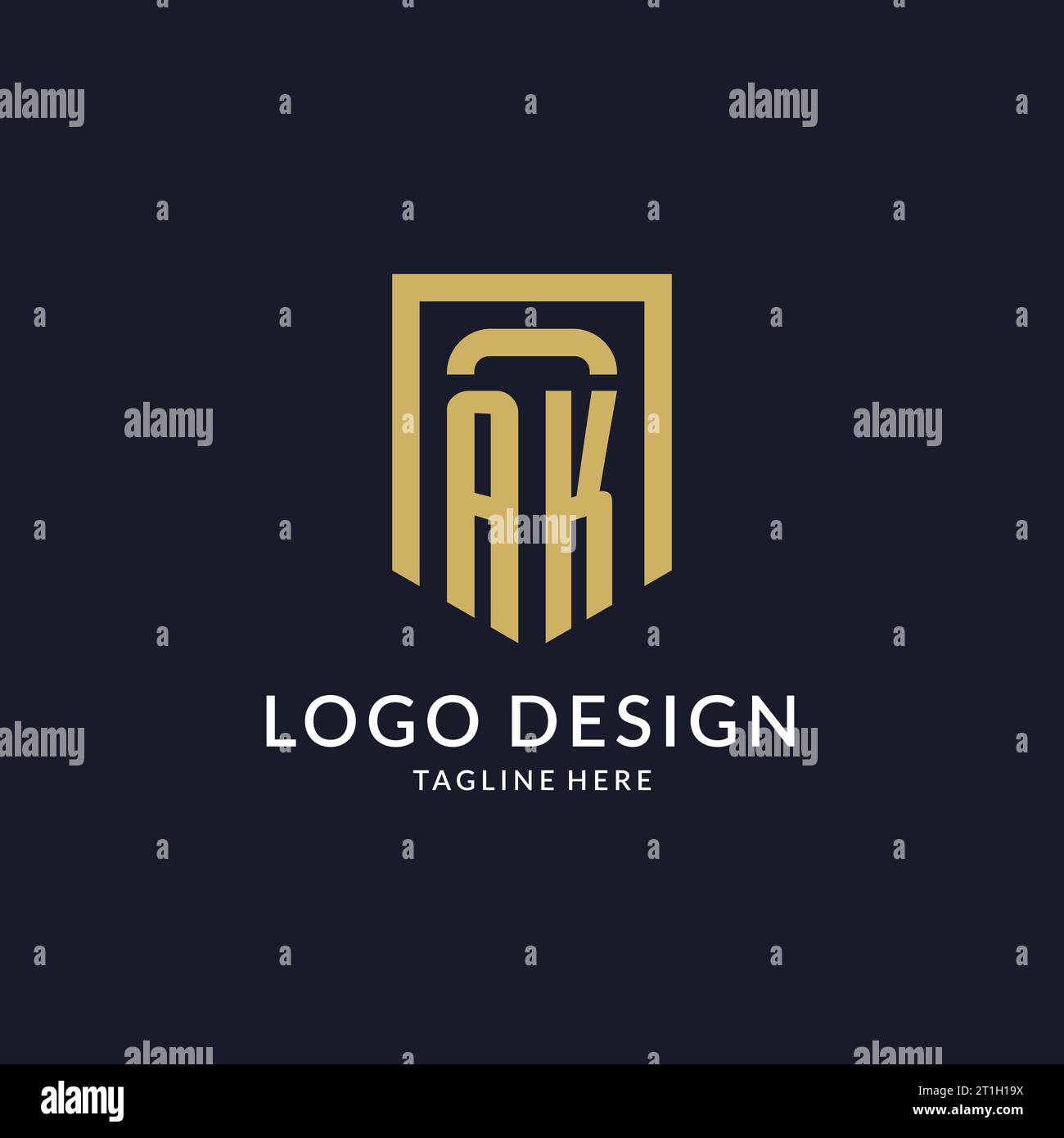 AK logo initial with geometric shield shape design style vector graphic ...