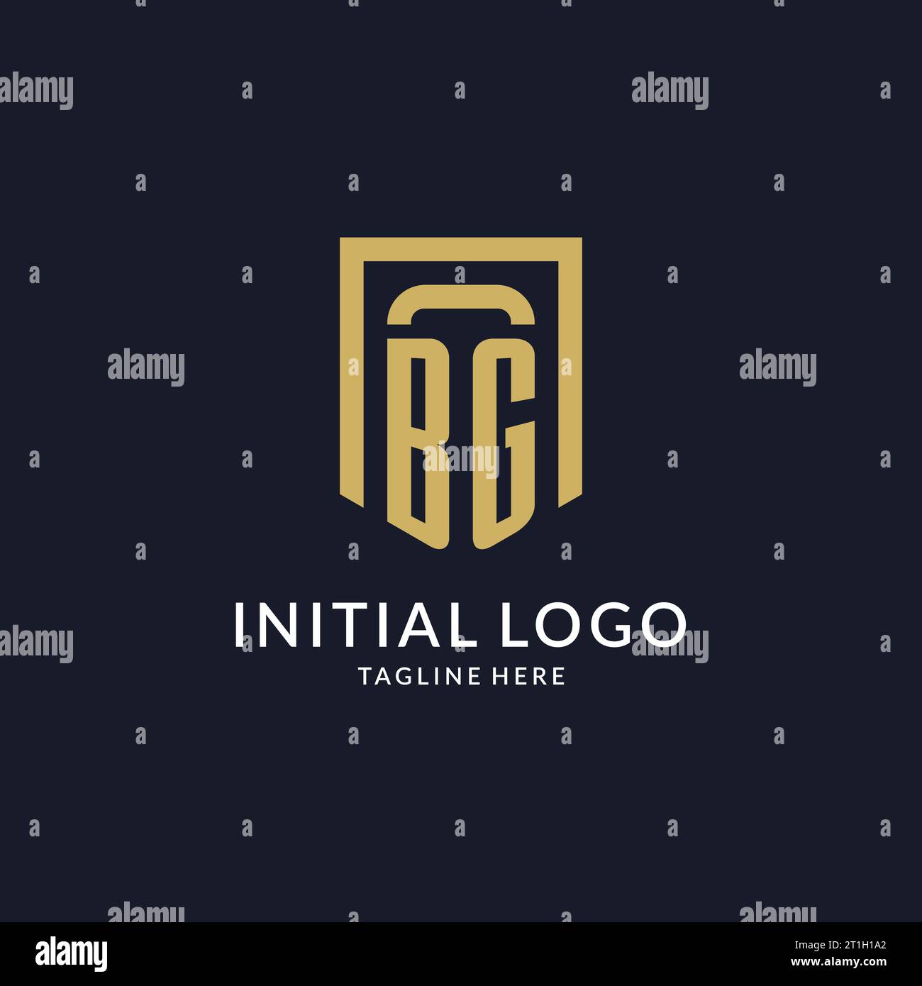 BG logo initial with geometric shield shape design style vector graphic Stock Vector