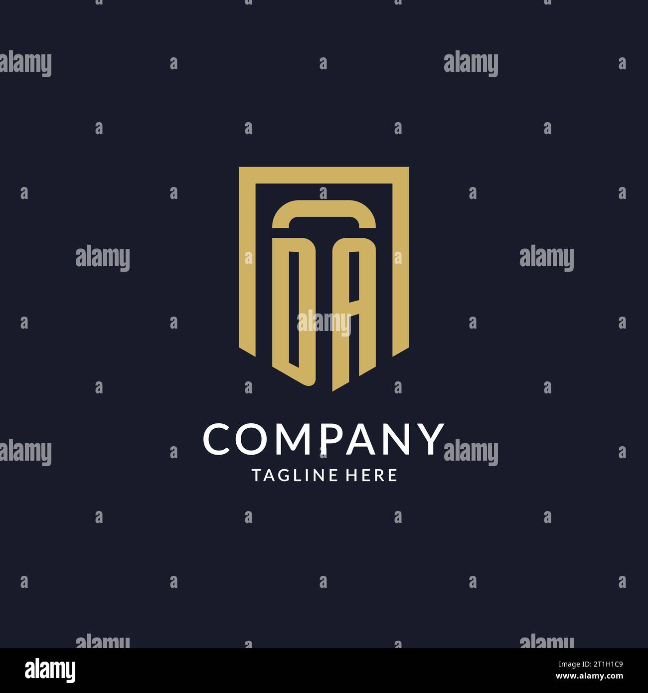 DA logo initial with geometric shield shape design style vector graphic Stock Vector