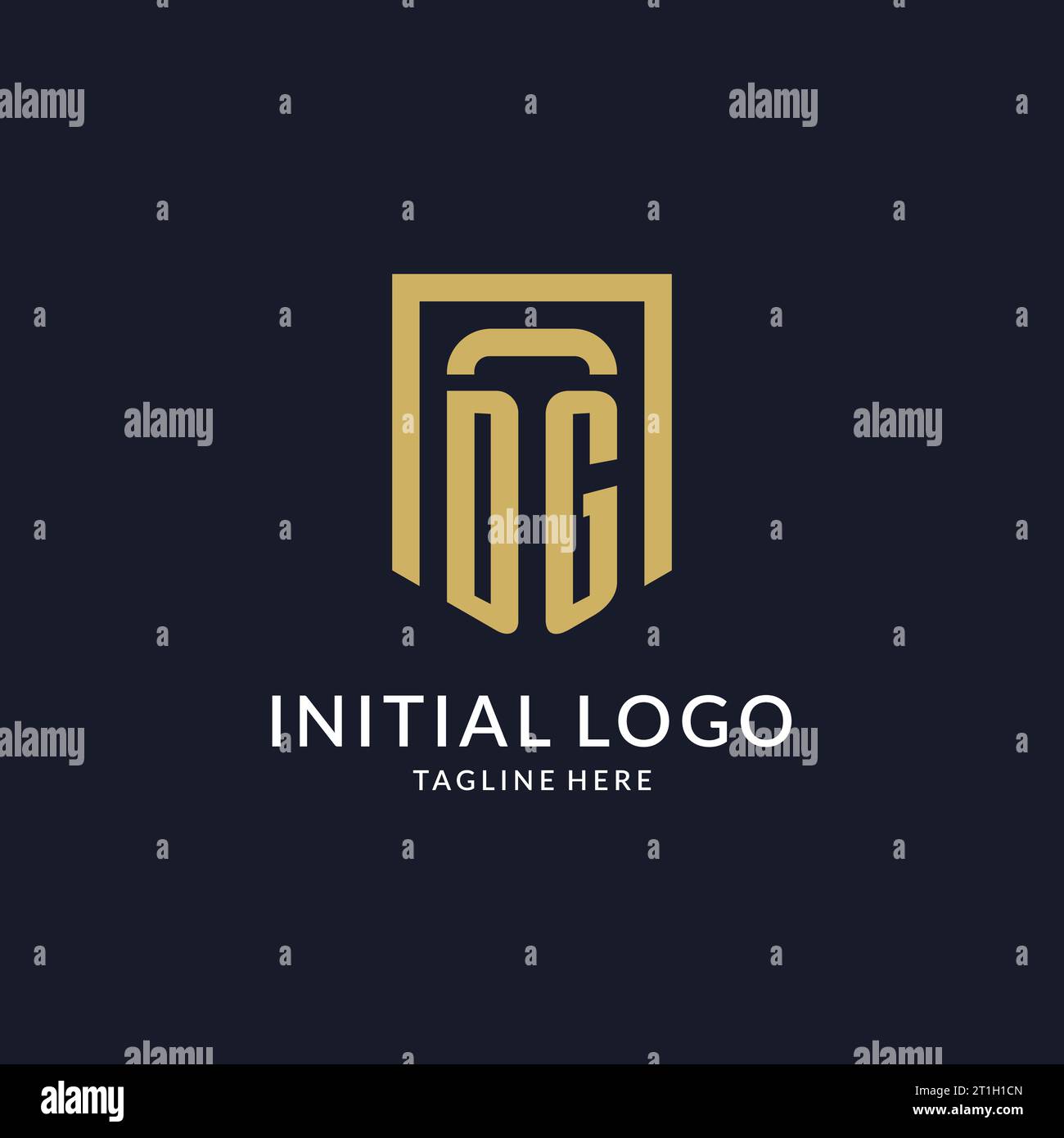 DG logo initial with geometric shield shape design style vector graphic Stock Vector