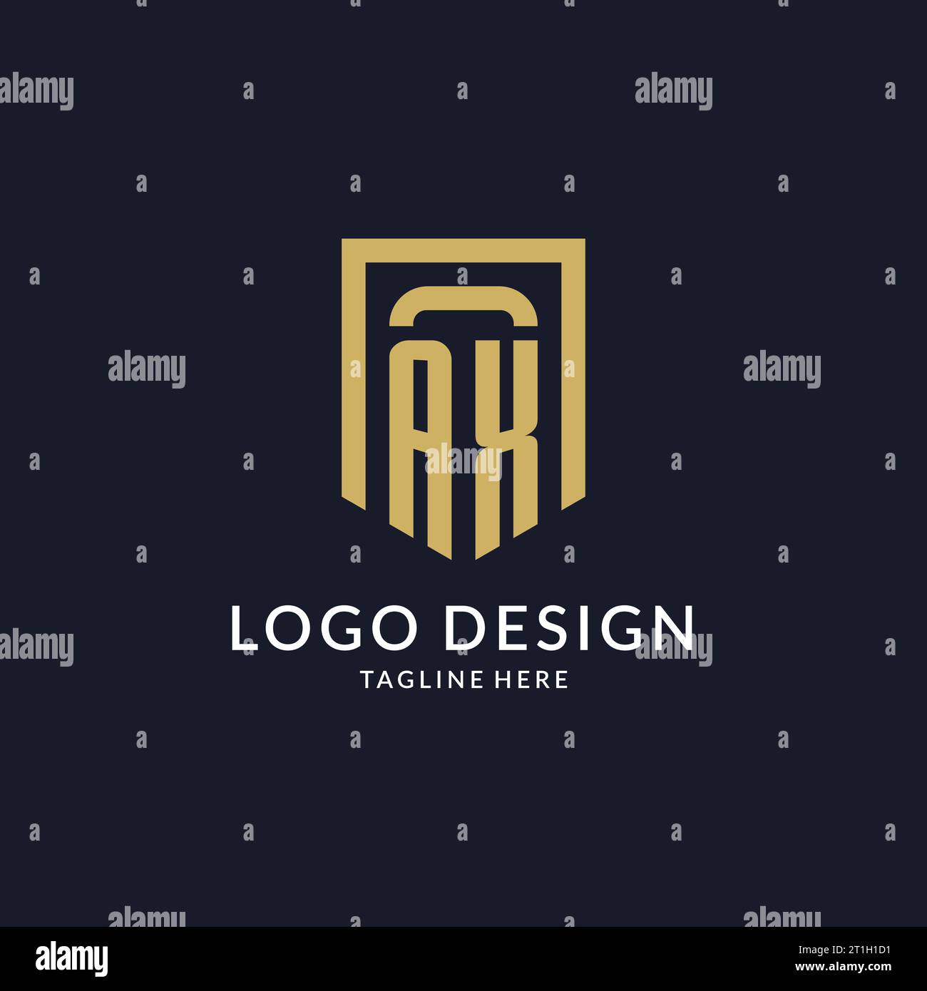 AX logo initial with geometric shield shape design style vector graphic Stock Vector