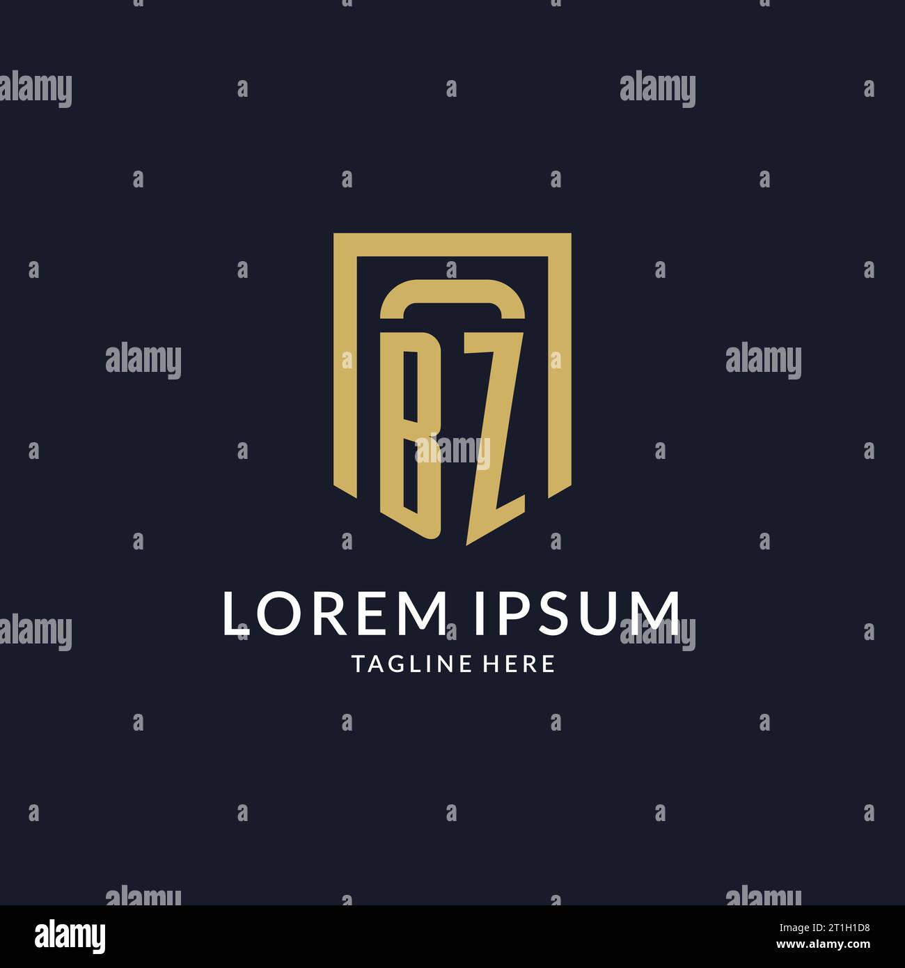 BZ logo initial with geometric shield shape design style vector graphic Stock Vector
