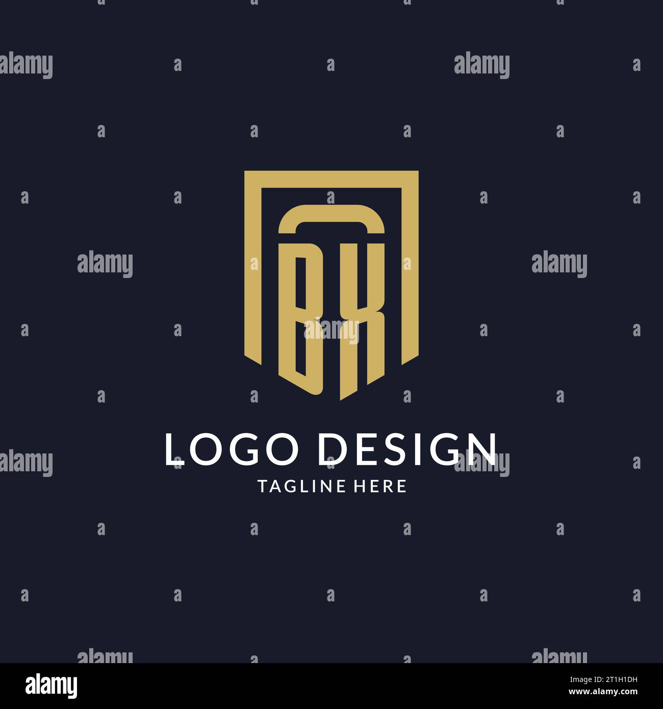 BX logo initial with geometric shield shape design style vector graphic Stock Vector