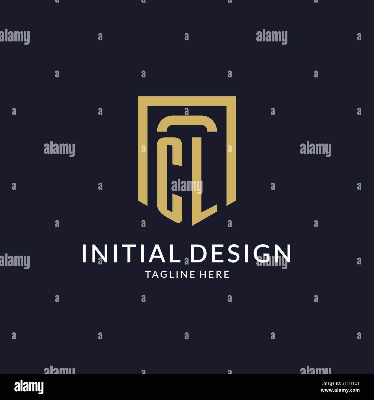 CL logo initial with geometric shield shape design style vector graphic Stock Vector