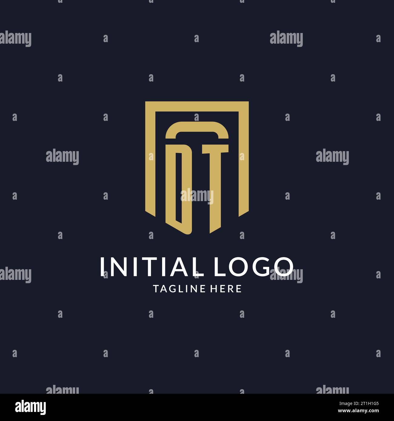 DT logo initial with geometric shield shape design style vector graphic Stock Vector