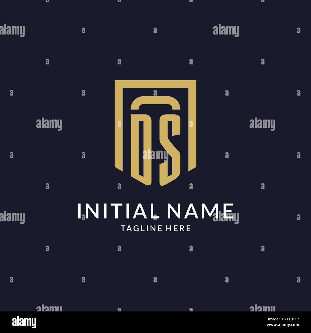 DS logo initial with geometric shield shape design style vector graphic Stock Vector