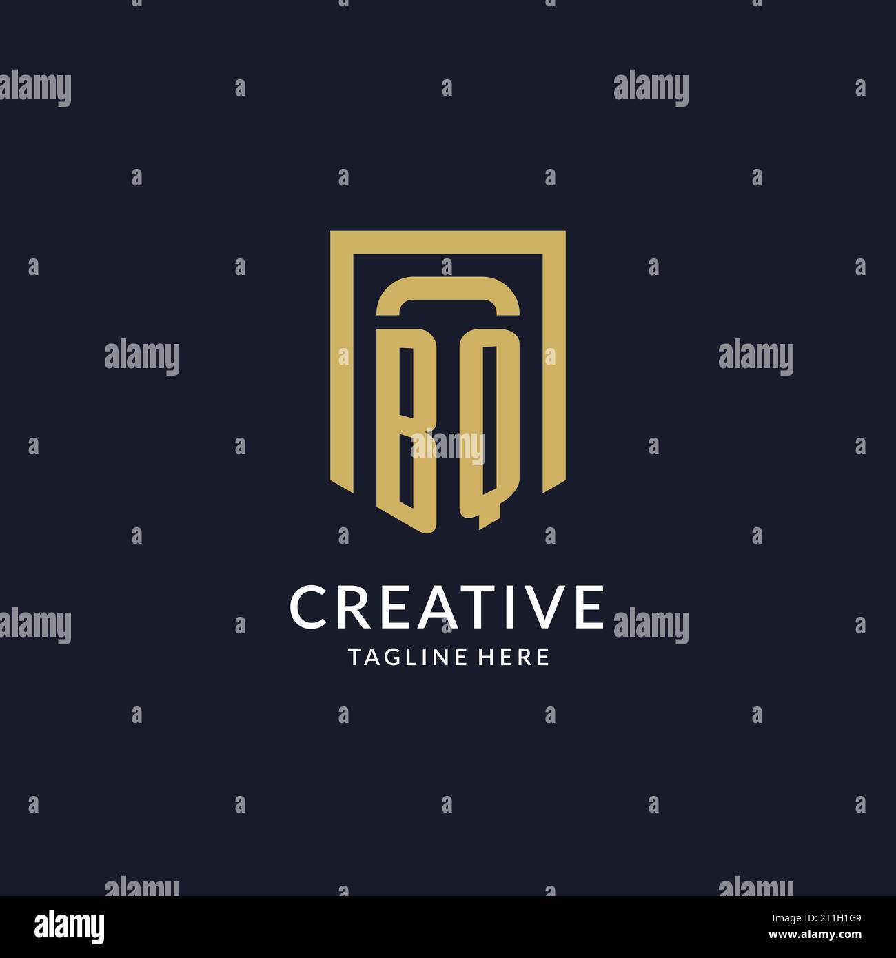 BQ logo initial with geometric shield shape design style vector graphic Stock Vector